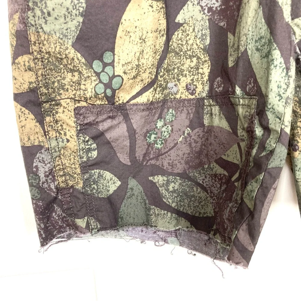 Anthropologie Floral Cargo Shorts Ripley Moss Cut Off  27 Cotton - Picture 6 of 13